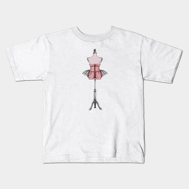 Hand-drawn illustration of fashion designer mannequin Kids T-Shirt by ArctiumStudio